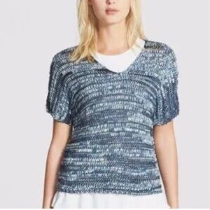 Eileen‎ Fisher Sz XL Sweater Top Artisanal Brushstroke Cotton Blue Lagenlook